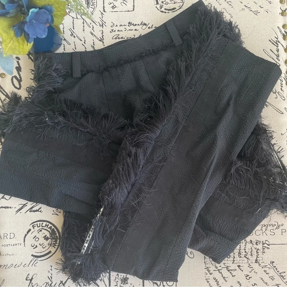 Paco Rabanne S/S 2016 Searsucker Striped Fringe Trim Straight Leg Pants, EU 40 - Picture 8 of 13